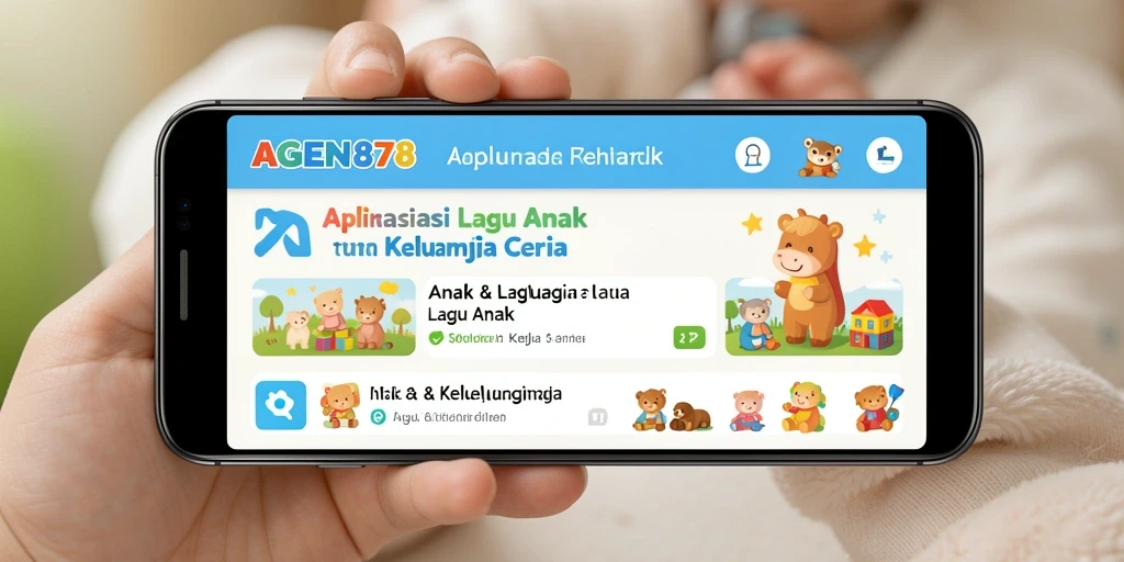 Antarmuka AGEN878 menampilkan anak-anak menikmati lagu dengan penuh semangat.
