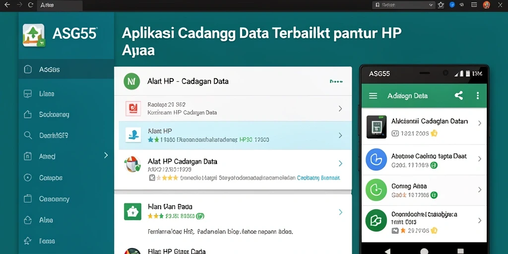 Tampilan antarmuka aplikasi ASG55 yang memudahkan pengguna melakukan cadangan data.
