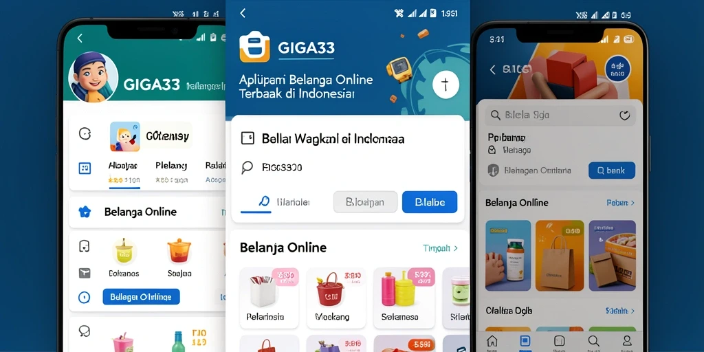 Tampilan antarmuka GIGA33 yang menarik dan mudah digunakan untuk belanja online.