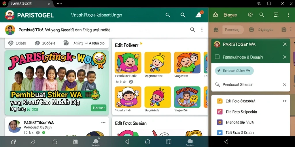 Tampilan antarmuka PARISTOGEL untuk membuat stiker WA yang menarik.