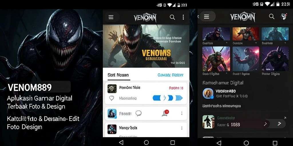 Tampilan antarmuka VENOM889 dengan berbagai fungsi edit gambar.