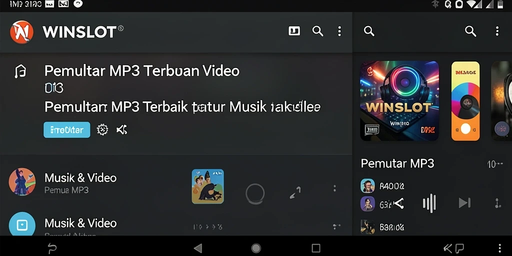 Antarmuka WINSLOT menampilkan kontrol pemutar MP3 yang sederhana dan elegan.